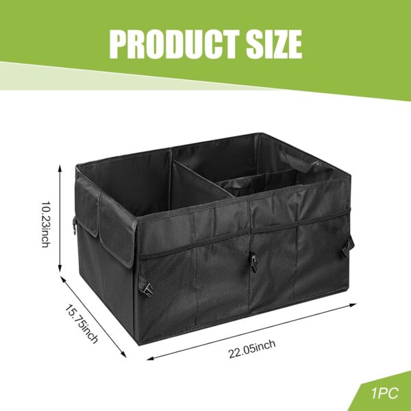 1 PC Car Trunk Storage Bag, Large Capacity Waterproof Foldable Storage Box, Multi-Compartment Fixed Luggage Storage Bag, Car Storage Accessories, Universal for Most Cars (Black) - Image 2