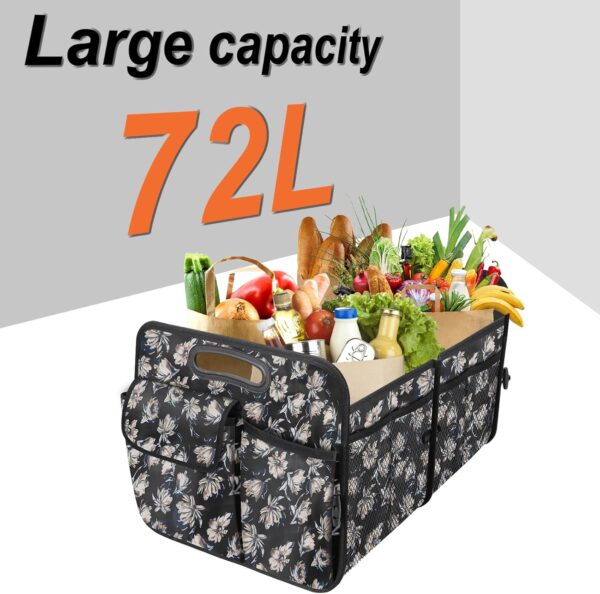 Collapsible Car Storage - Multi-Compartment Organizer for SUV, Mini-Van - Floral - Image 2