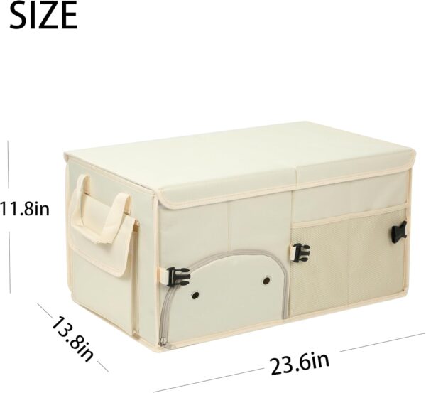 Car Trunk Organizer with Lid Car Storage Organizer Collapsible Multi Compartment Car Organizerwith shoe bag for SUV(Beige) - Image 2