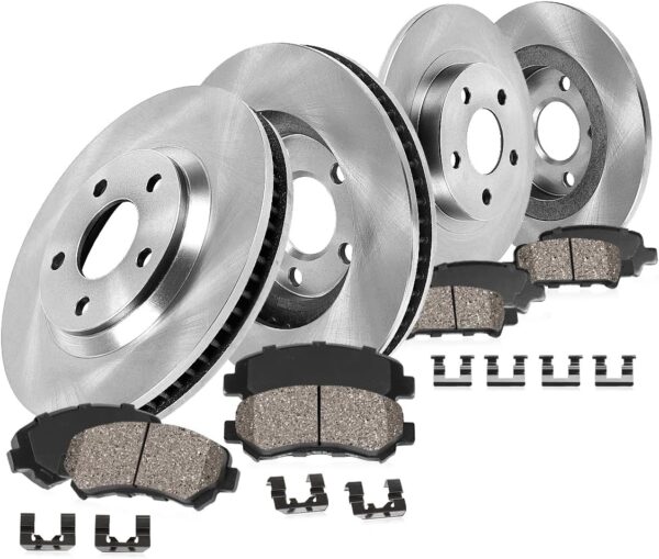 Brake Kit for Buick Enclave Chevrolet Traverse GMC Acadia Saturn Outlook Brake Rotors and Ceramic Brakes Pads Front and Rear Replacement