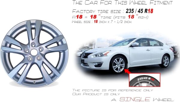 18" NEW Single 18x7.5 Silver Wheel For NISSAN ALTIMA 2013-2017 OEM Design Replacement Rim - Image 2