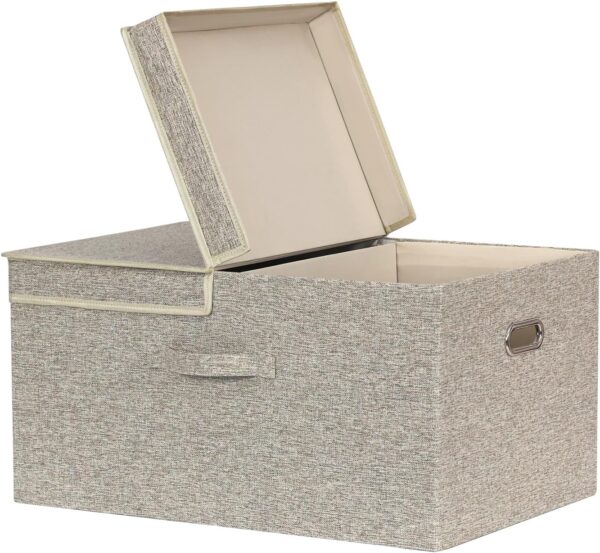 Trunk Organizer, 23.4 x 15.7 x 11.8 inch, 70L Large Capacity Storage Box with Lid for Cars, SUVs, RVs, 2-Compartment Collapsible Trunk Organizer, Beige