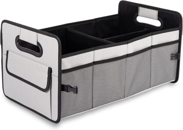 Car Trunk Organizer, Car Organizers and Storage Collapsible Multi Compartment Container Box, Adjustable Car Accessories for SUV Sedan Truck, Standard Size, Grey