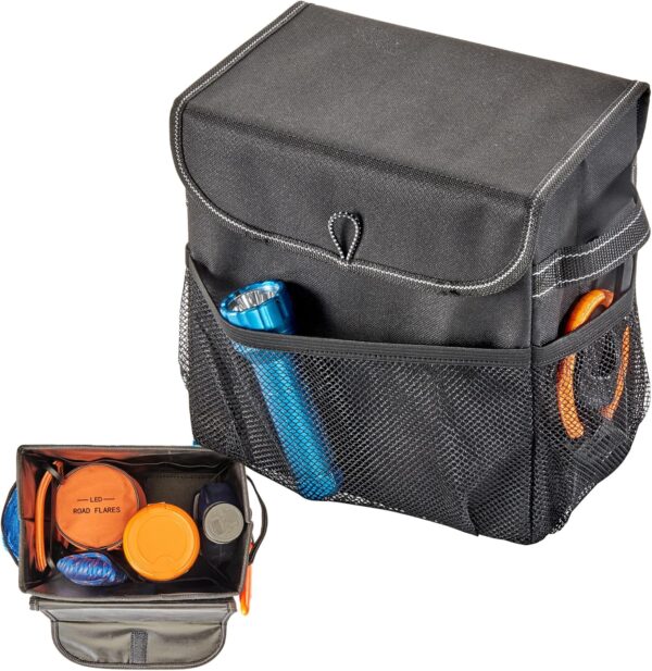 Car Storage Organizer with Lid - Multipurpose Small Car Storage Box, Back or Front Seat Organizer, Auto Console or Trunk Organizer - Univeral Fit in All Vehicles