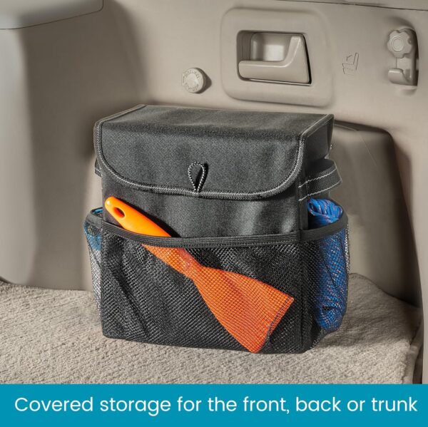 Car Storage Organizer with Lid - Multipurpose Small Car Storage Box, Back or Front Seat Organizer, Auto Console or Trunk Organizer - Univeral Fit in All Vehicles - Image 2